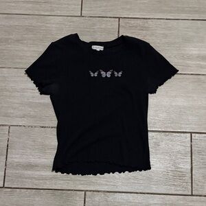 Ultra flirt black butterfly tee